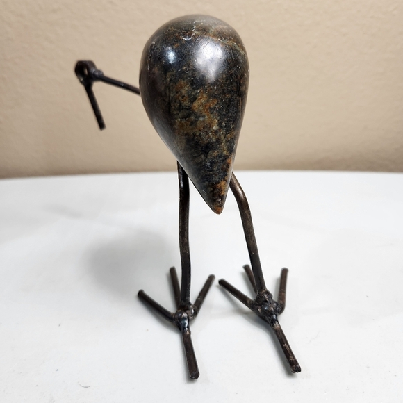 Vintage Stone & Iron Shorebird Brutalist Sculpture-Signed - Picture 4 of 6